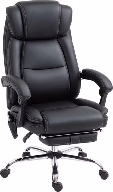 Sedia da Ufficio Ergonomica Massaggiante e Riscaldata GIORDANOSHOP in Pelle PU con Poggiapiedi e Riposo Testa, Nero