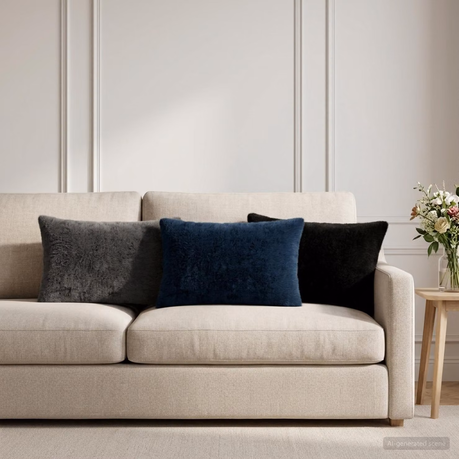 Set di 6 federe vidaXL HEERLEN in ecopelliccia blu navy, 50 x 75 cm