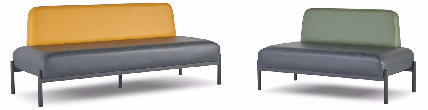 Sofagarnituren Schwarz Grün Gelb 3-Sitzer 2-Sitzer Art Deco Ledersofas