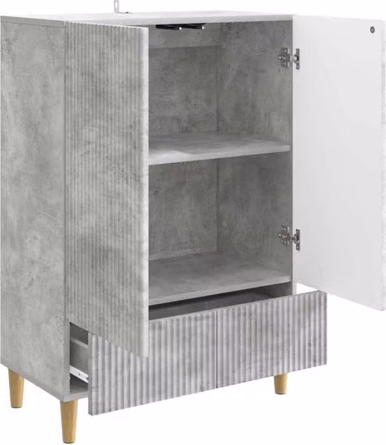 Credenza Buffet e Madia Design In in Legno Ingegnerizzato Grigio Cemento Opaco L: 66 cm, P: 34,5 cm, H: 95 cm