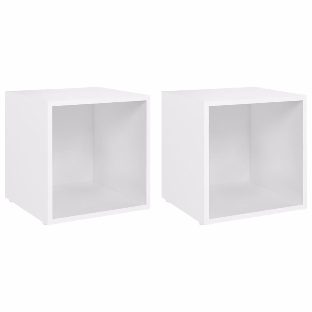 Mobili Porta TV 2 pz Bianco 37x35x37 cm in Legno Multistrato