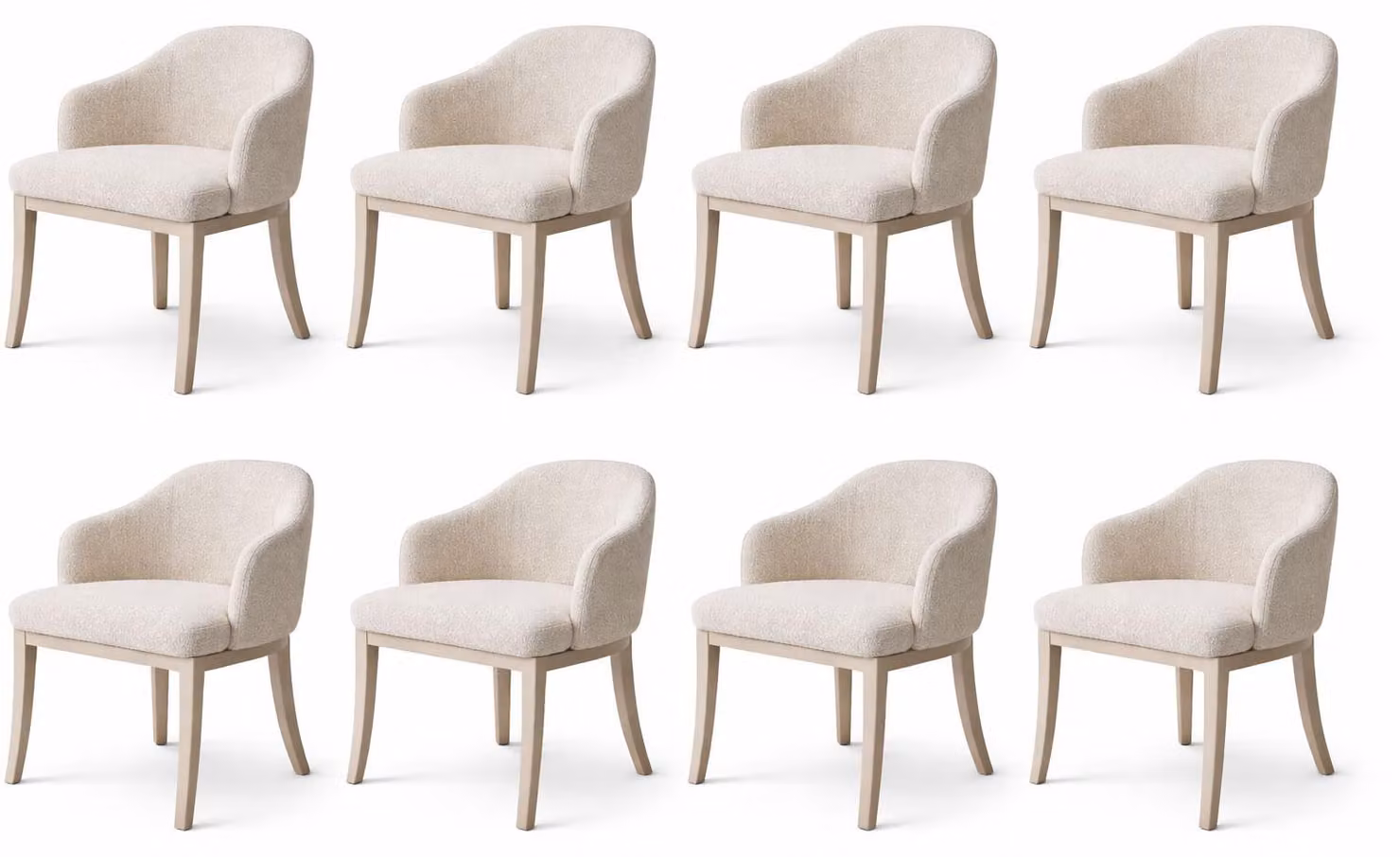 Set di sedie beige per sala da pranzo – 8 sedie in legno con morbida imbottitura