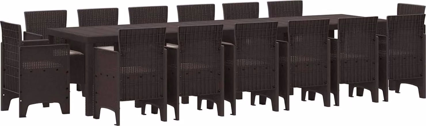 Set da Pranzo per Giardino 15 pcs Marrone Rattan Polt