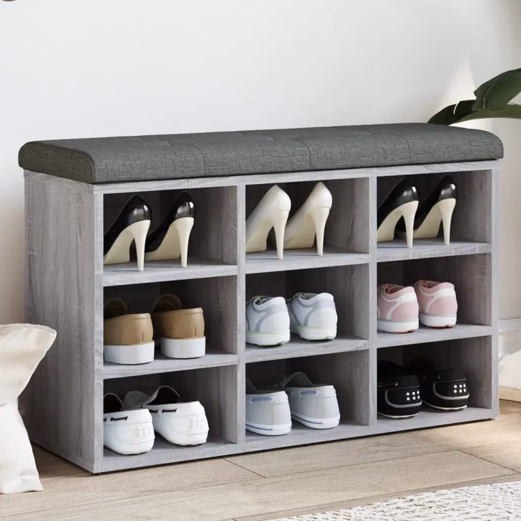 Panca porta scarpe vidaXL moderna in legno e MDF grigia L: 82 cm, P: 32 cm, H: 50 cm