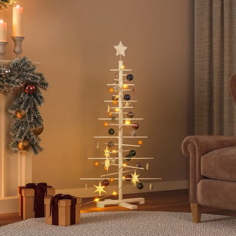 vidaXL Albero di Natale Decorativo in Legno 125 cm Legno Massello Pino