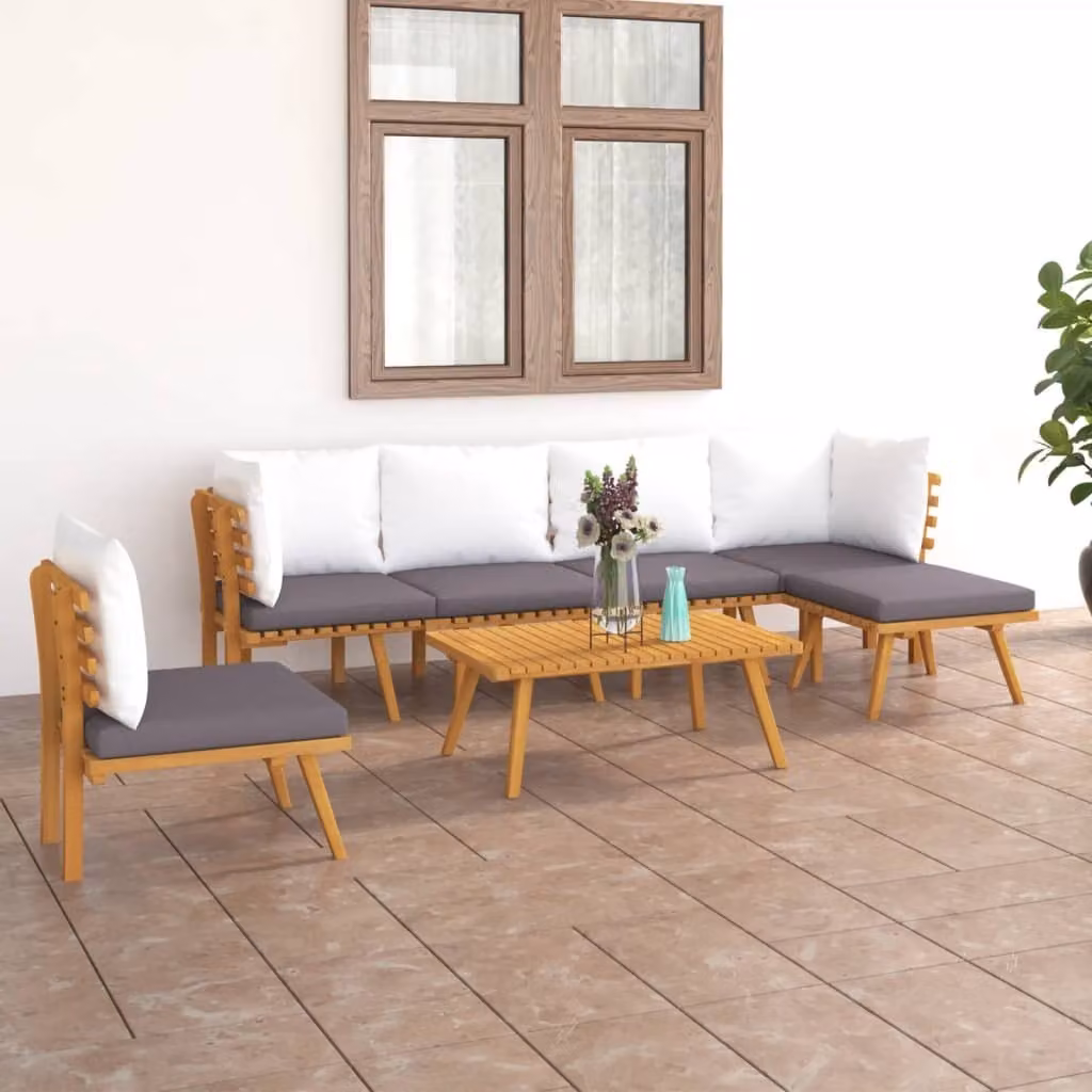 Maison Exclusive - Set da giardino 7 pezzi con cuscini in legno massello di acacia