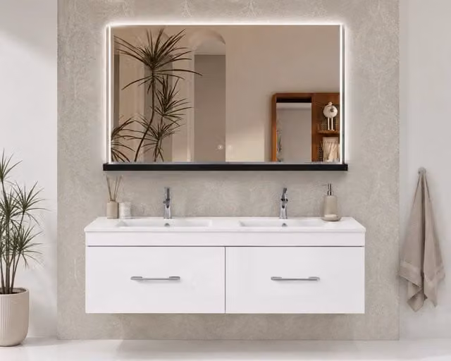 Mobile bagno con lavabo ORIGENBATH FLORENCIA senza specchio 120x45 cm doppia vasca bianco