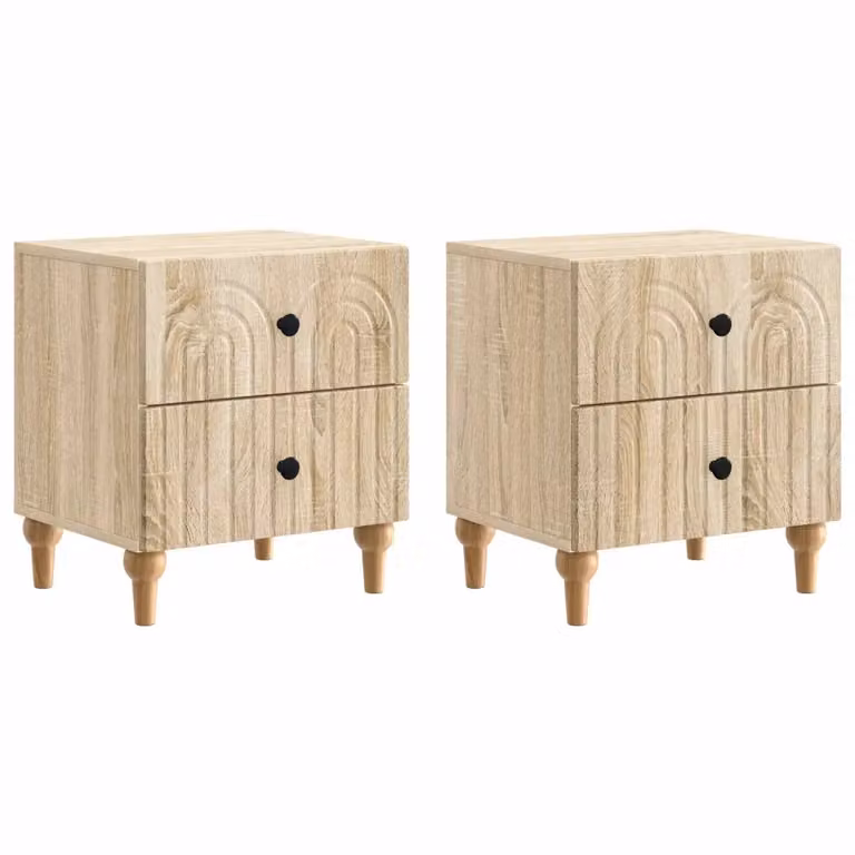 Set di 2 Armadi da Notte vidaXL in Rovere Sonoma Marrone L: 43 cm, P: 34,5 cm, H: 48 cm