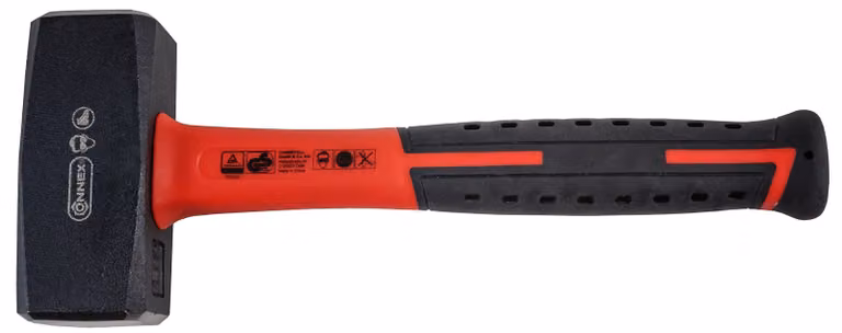 Mazza Connex 1500 g Manico in fibra di vetro 2K-Gr. - rosso / nero - Impugnatura a due componenti - con manico in fibra di vetro / martello / mazza in acciaio / COX623150