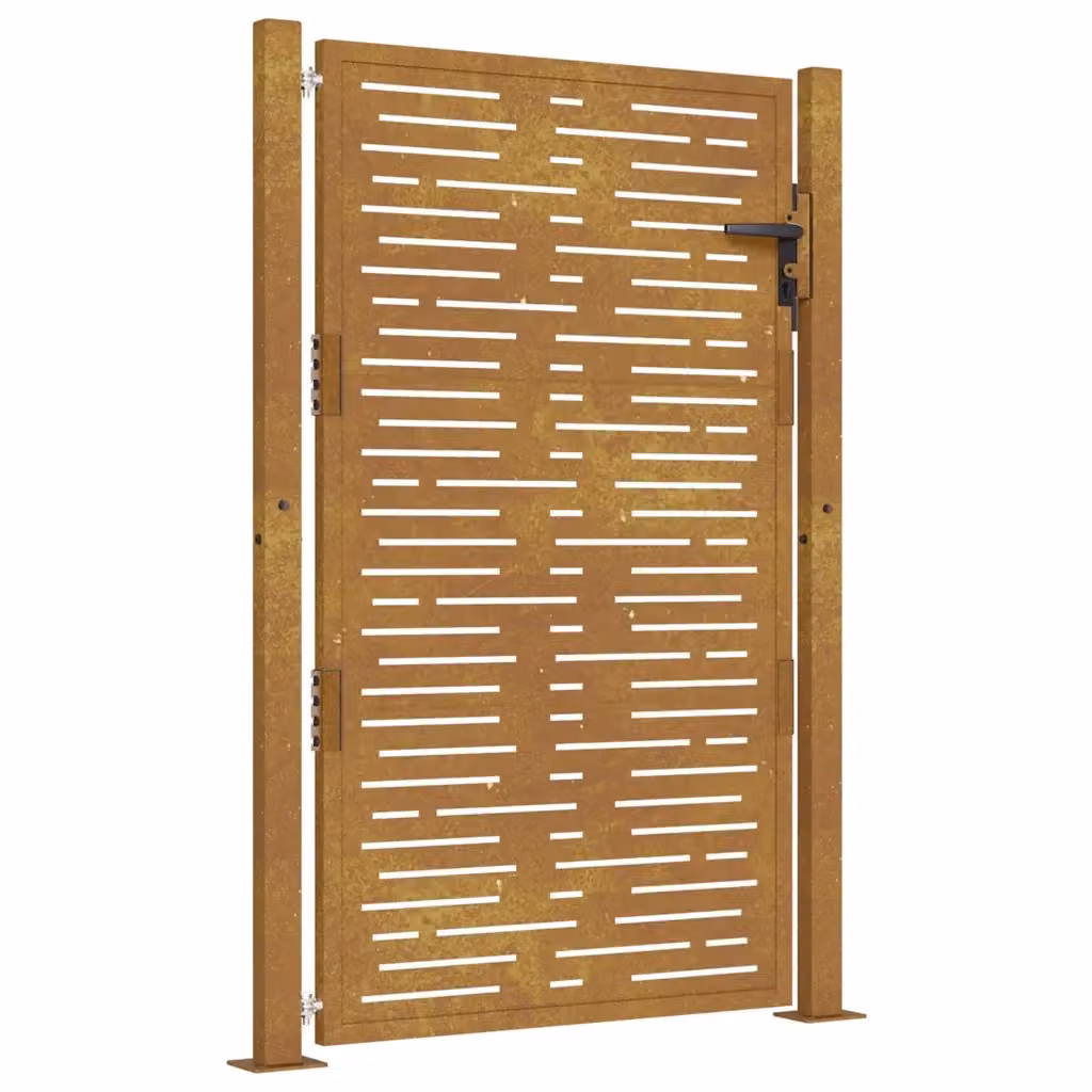 Cancello singolo da giardino vidaXL in acciaio color marrone L: 110 cm, H: 125 cm – 2