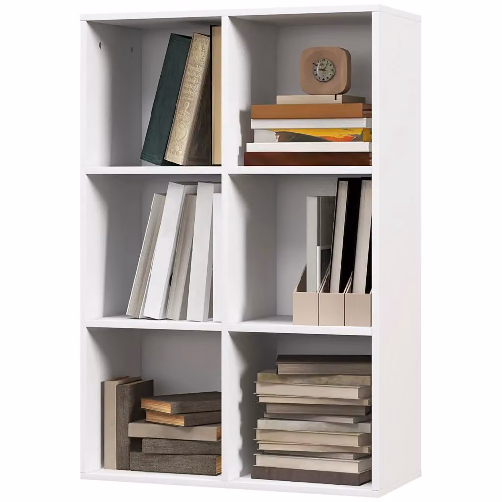 Libreria Xylo con 6 Cubi e 3 Livelli in Legno Bianco, L 65,5 cm x P 30 cm x H 97,5 cm – 2