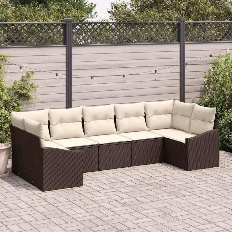 Maison Exclusive - Set di divani con cuscino 7 pcs Marrone polyrattan