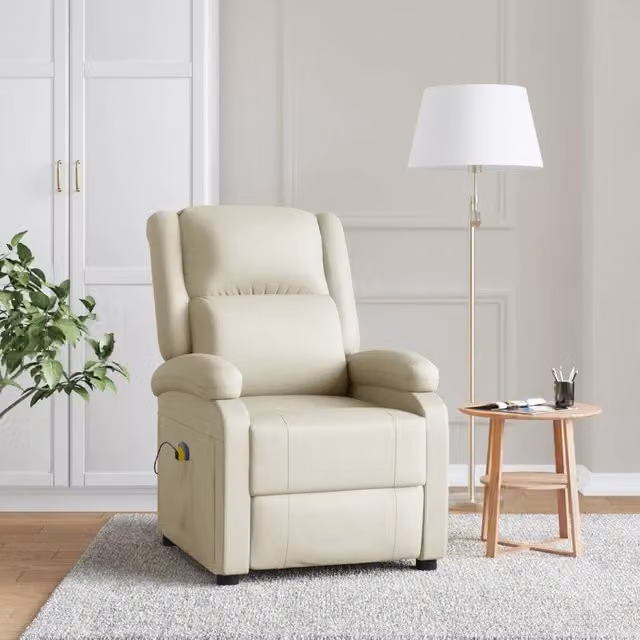 Poltrona relax reclinabile vidaXL in similpelle beige con braccioli