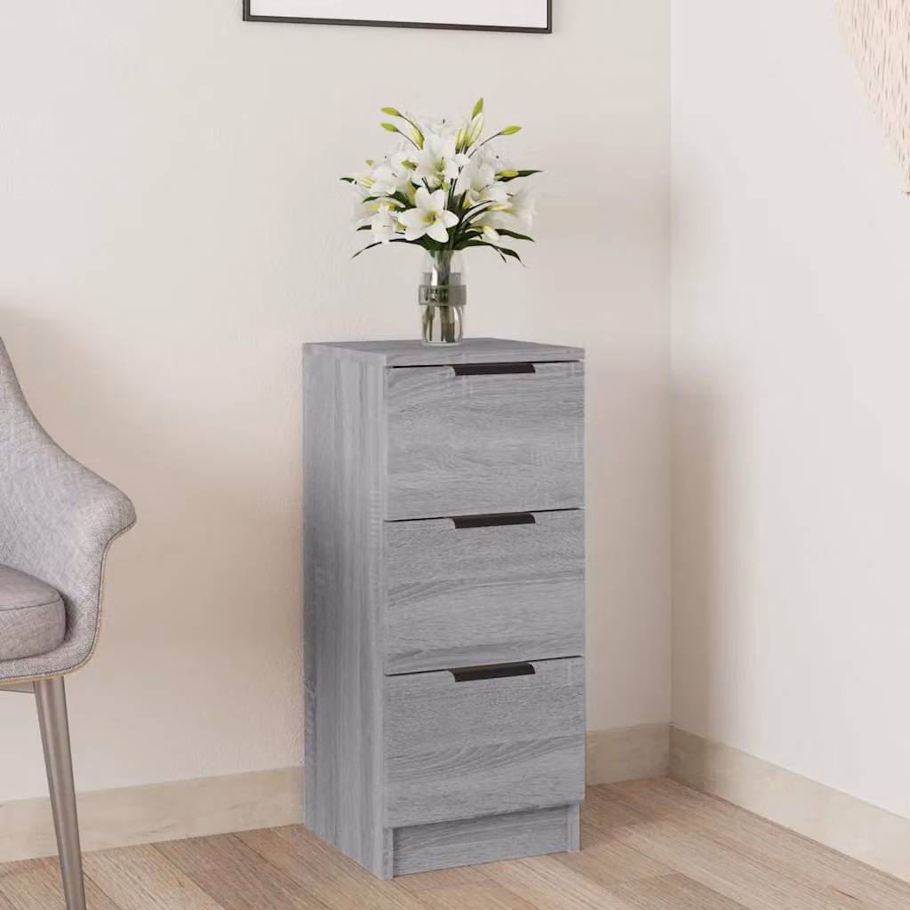 Credenza moderna vidaXL in legno multistrato e MDF, colore Grigio Sonoma, L 30 cm x P 30 cm x H 70 cm, ideale per soggiorno o camera da letto