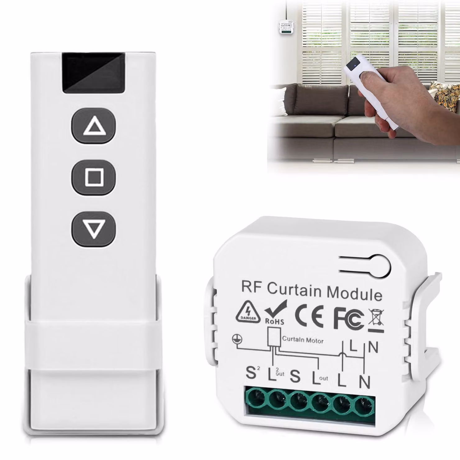 Kit di espansione per il controllo wireless di avvolgibili – Telecomando RF con modulo ricevente