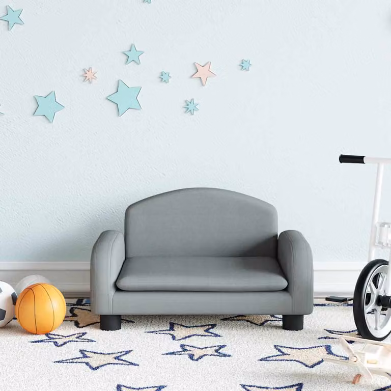 vidaXL Divano per Bambini Grigio in Tessuto L/P/H: 50 x 40 x 30 cm