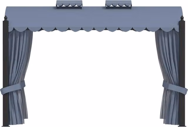 Gazebo con Tende 3x4 cm Antracite in Acciaio 48056