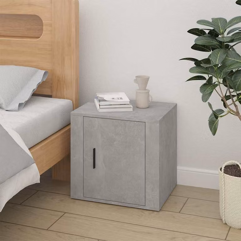Comodino moderno vidaXL in legno e MDF, colore grigio, L: 50 cm, P: 39 cm, H: 47 cm