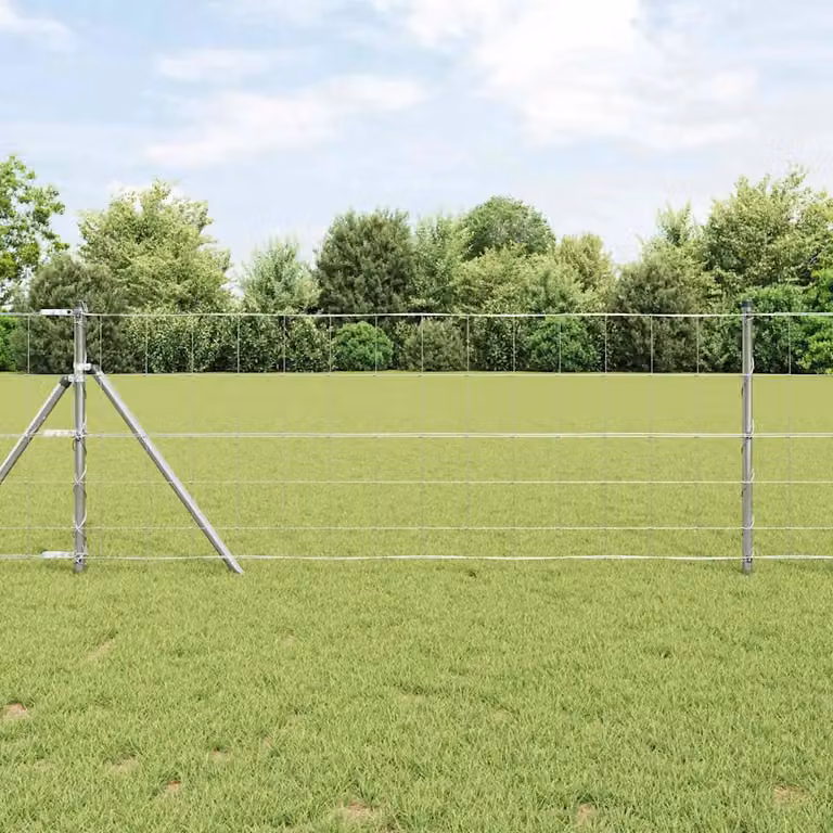 Recinzione metallica saldata vidaXL in acciaio zincato color argento per fissaggio a terra, L: 25 m, H: 0,8 m