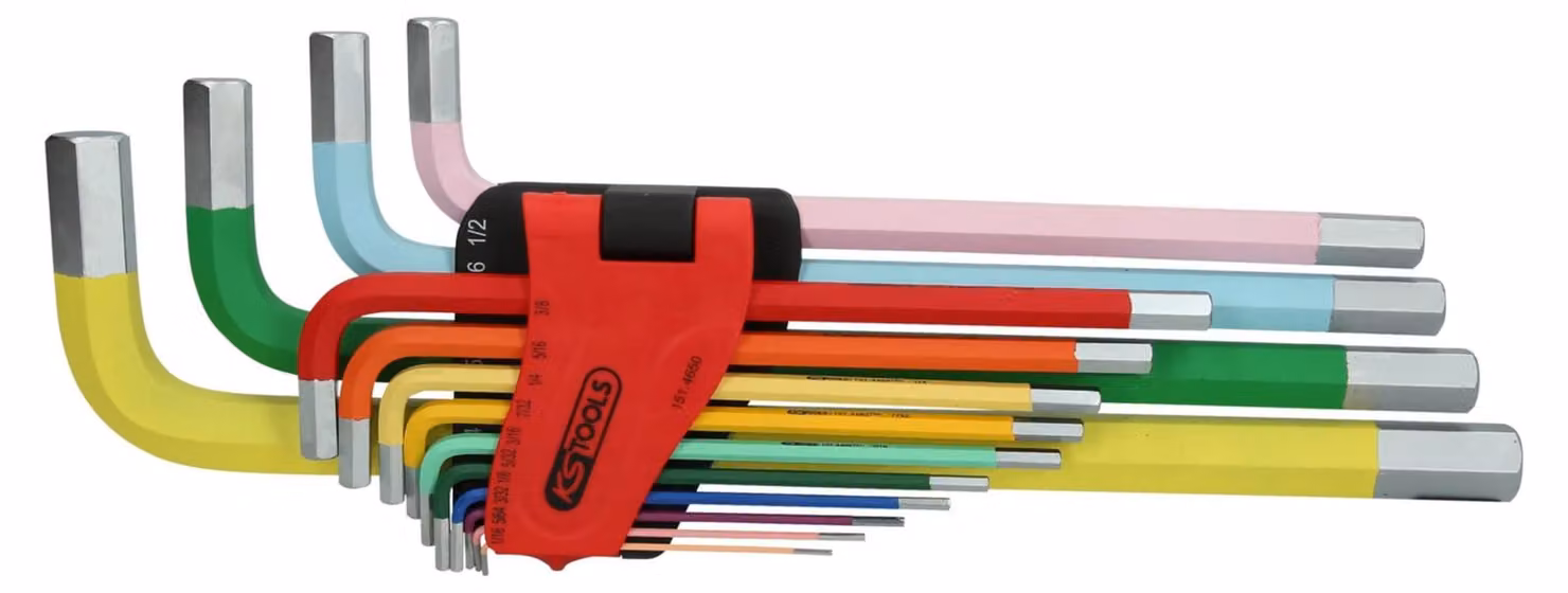 KS Tools Set di chiavi a bussola esagonali, extra lunghe, 14 pezzi in pollici