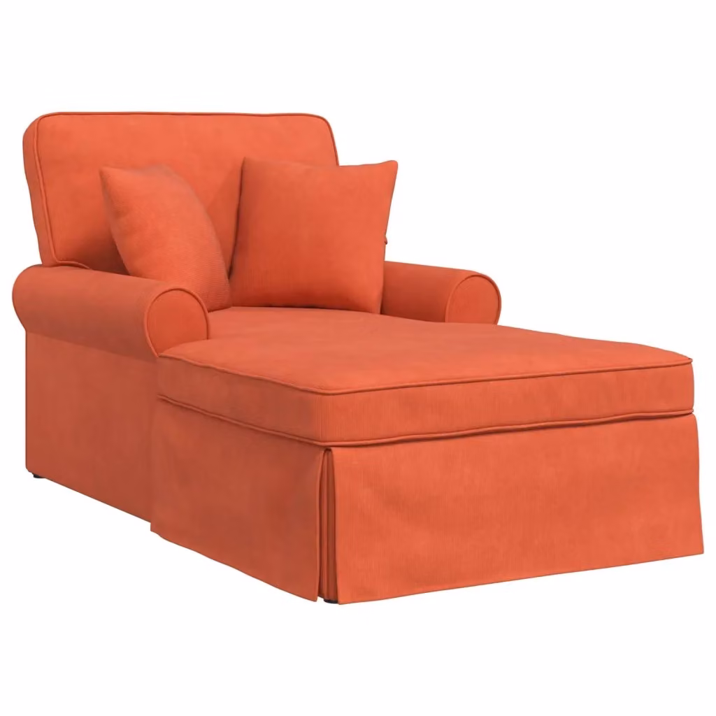 vidaXL Chaise Longe Moderna con Gonna in 3 Pezzi, Tessuto a Righe Rosso e Arancio, L/P/H: 157 x 91 x 91 cm – 2