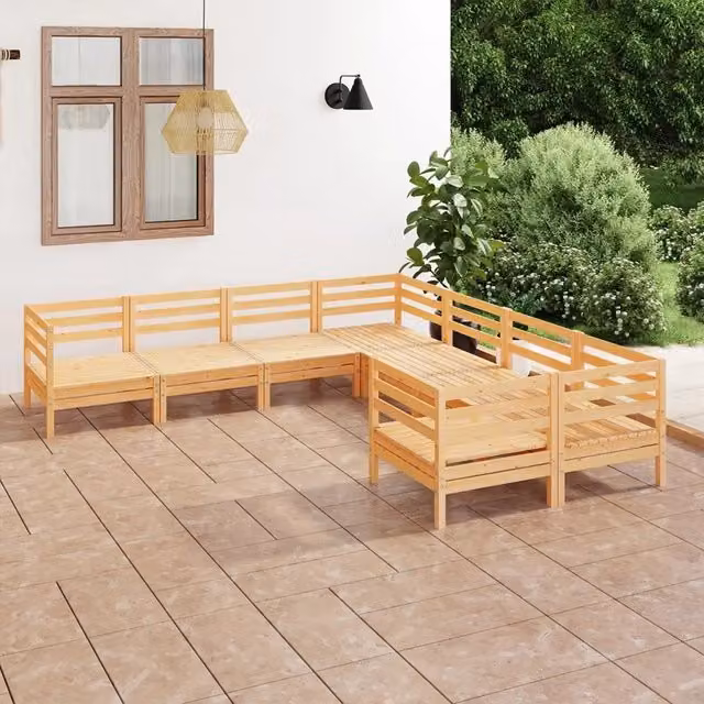 Set Salotto da Giardino 8 pz in Legno Massello di Pino 3083244