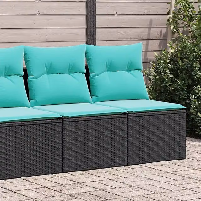 Set di divani da giardino da 2 posti vidaXL con cuscini blu e struttura in metallo nero