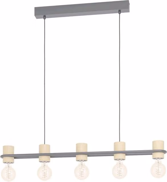 Lampadario a sospensione industriale Chieveley Eglo in metallo nero con 5 x E27