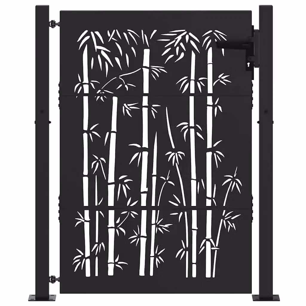 Cancello da giardino vidaXL in acciaio nero con serratura L 110 cm x H 130 cm – 2