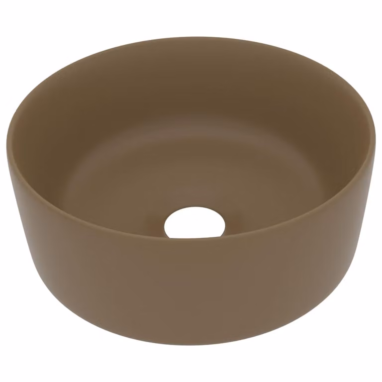 Lavandino Lusso Rotondo Crema Opaco 40x15 cm in Vetroceramica
