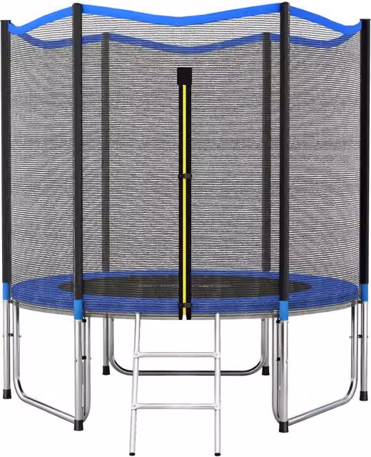 Trampolino da Giardino per Bambini con Rete di Sicurezza e Scala ¨C Minimal ¨C Blu ?244 cm