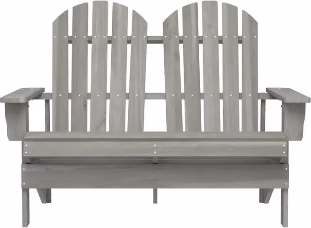 Sedia da giardino Adirondack a 2 posti in legno di abete grigio con braccioli