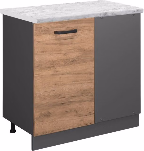 Mobile ad angolo cucina R-Line Rovere dorato/Antracite 86 cm PL Marmo Vicco