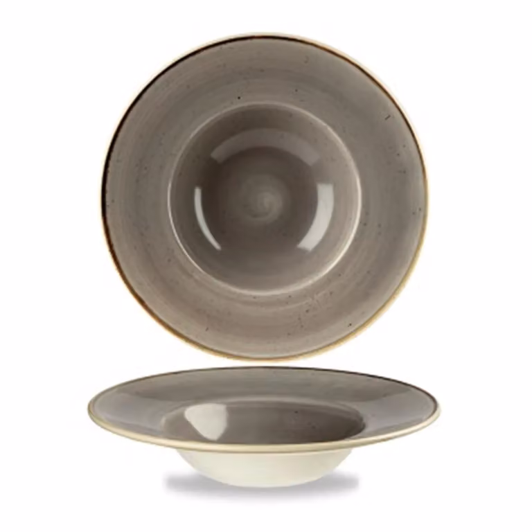 Piatto fondo bordato bordato grigio stone, diam. 24cm, 12 pezzi