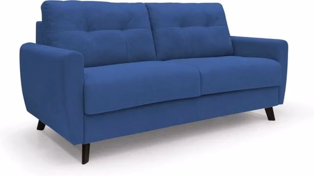 Divano letto matrimoniale Callisto Divani.Store in tessuto blu con struttura in legno e coperture rimovibili, Larghezza: 208 cm