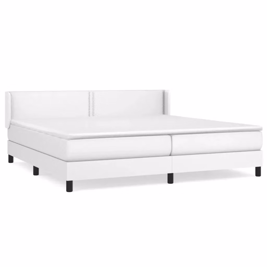 vidaXL Giroletto a Molle con Materasso Bianco in Similpelle, L/P: 200 x 200 cm – 2