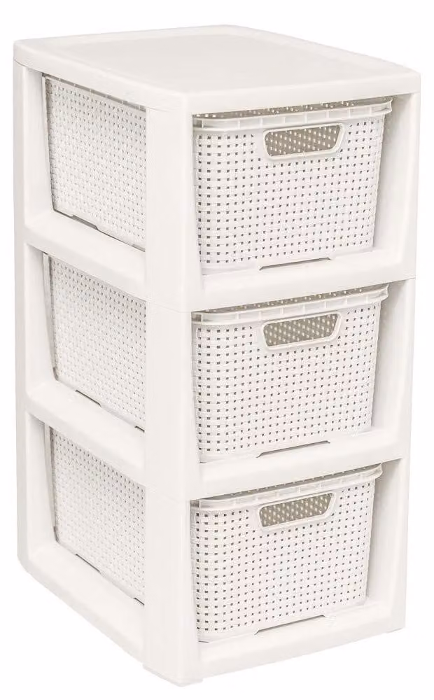 Pannello in rattan con 3 cesti estraibili