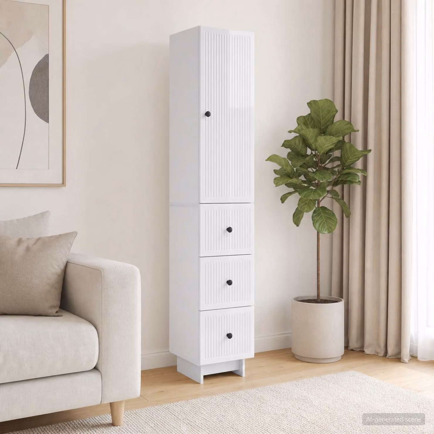 Set di 2 armadi a muro vidaXL bianchi in MDF con ante a battente e cassetti per soggiorno o camera da letto L/P/H: 90,0 x 34,5 x 33,0 cm