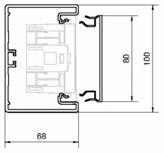 2 Metri Fondo canale per BRH 65x100mm vw - Passaggio a parete 100x68mm RAL9016 BRH6510019016