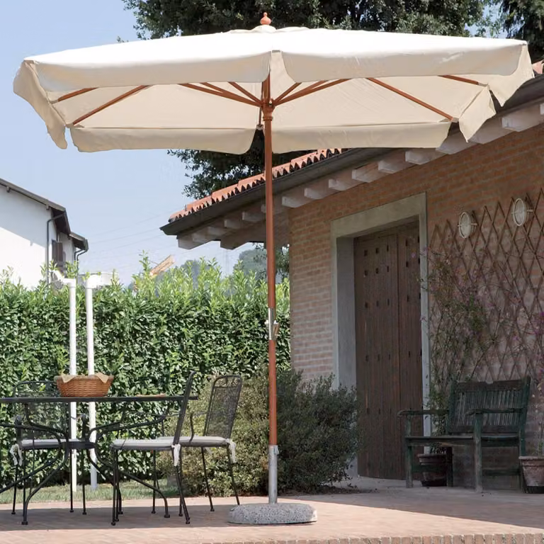 Ombrellone da Giardino 2x3 m Palo Ø38 mm in Legno Bauer Island Ecrù