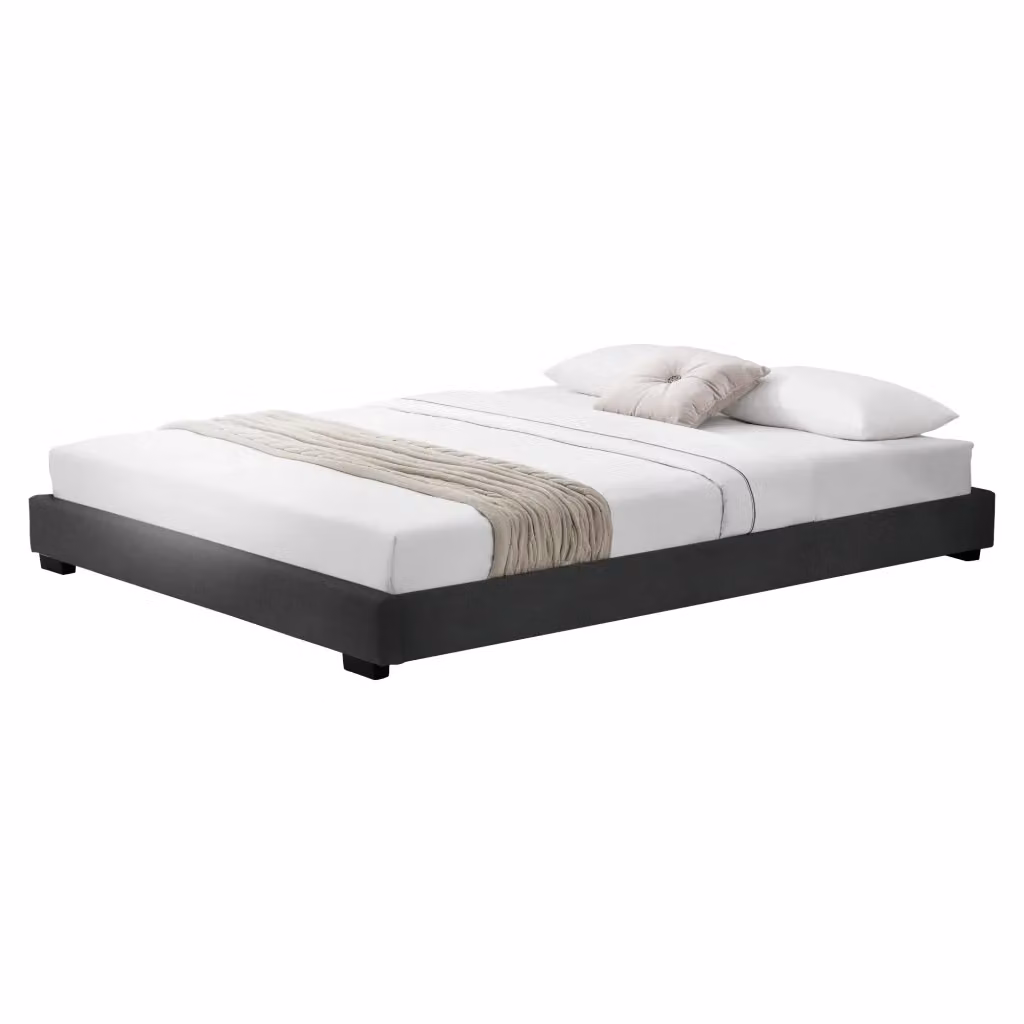 Letto Matrimoniale Hamar Corium con Rivestimento in Similpelle Nero L 180 x P 200 cm – 2