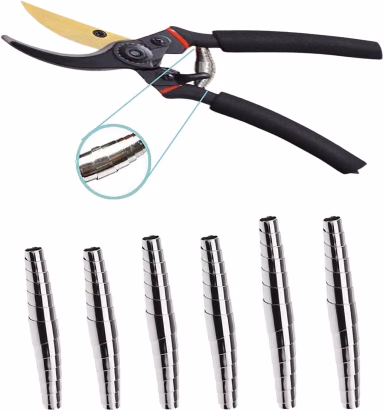 Set di ricambi per forbici da giardino, composto da 6 pezzi, inclusi molle a spirale in metallo di diverse dimensioni, adatte a forbici da giardino