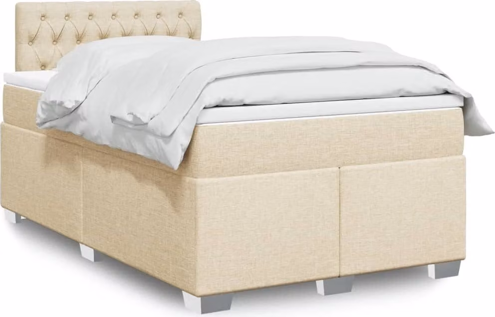 Maison Exclusive - Letto boxspring con materasso Crema 120x190 cm Tessuto