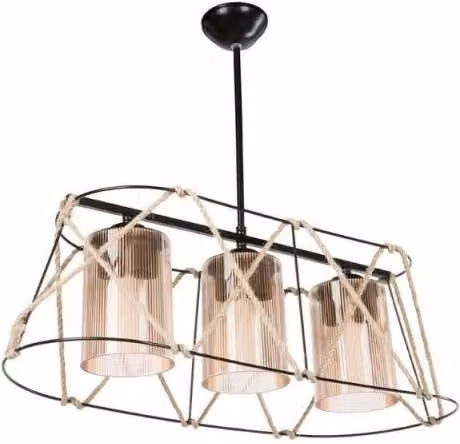 Lampada a sospensione Gezegen ASZ0986 Effezeta Italia con 3 luci in metallo nero e vetro trasparente per cucina e soggiorno