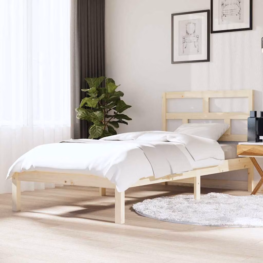 vidaXL Giroletto Singolo in Legno di Pino Massello Rustico L 90 x P 190 cm