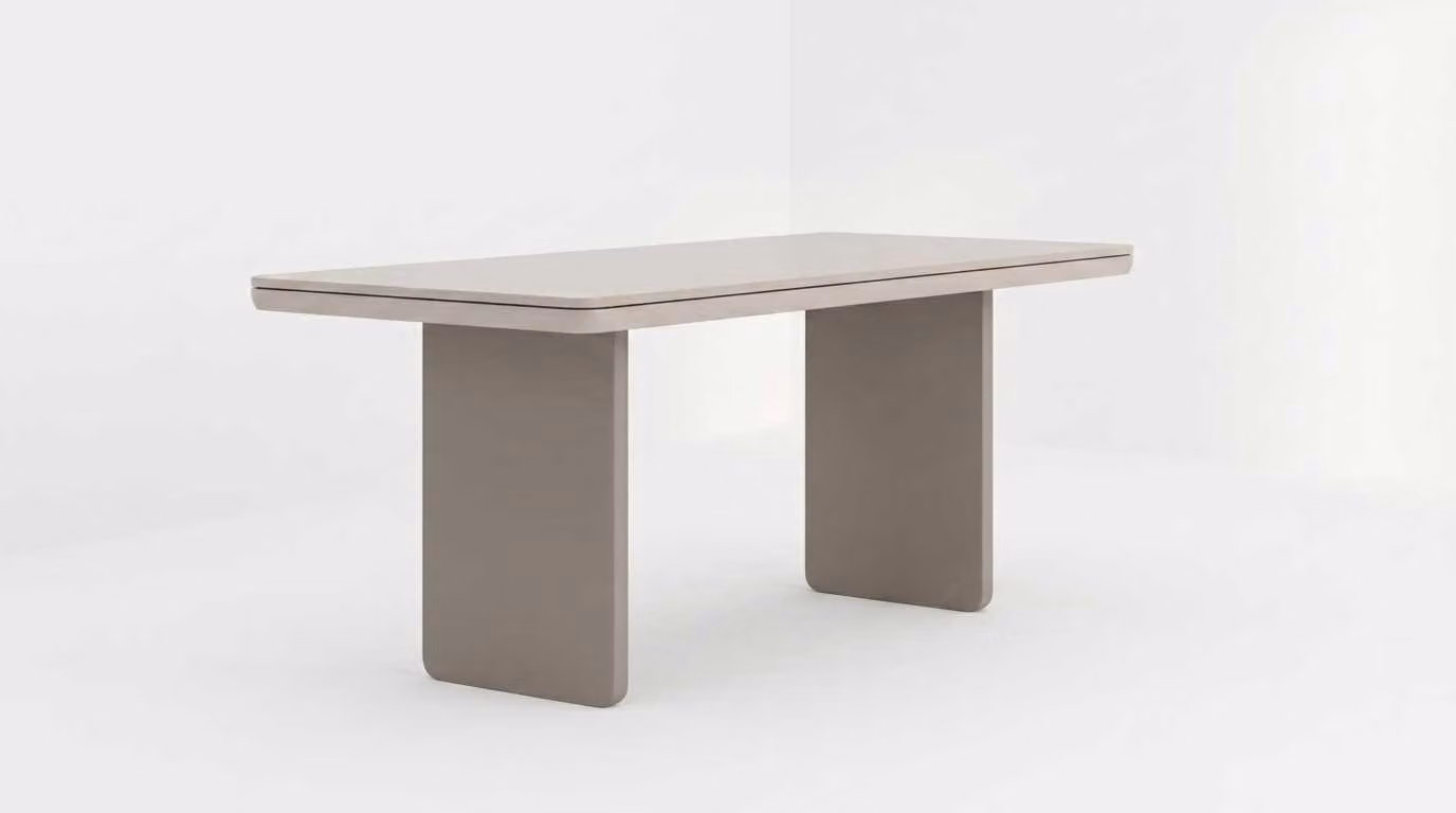 Tavolo da pranzo, piano del tavolo beige, design moderno, elegante e raffinato