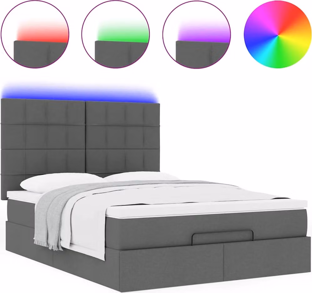 Struttura Letto Pouf con Materasso 140x200 cm in Tessuto