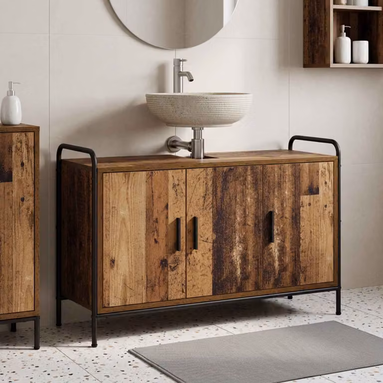 vidaXL Mobile da Bagno Legno antico 95 x 34 x 61 cm