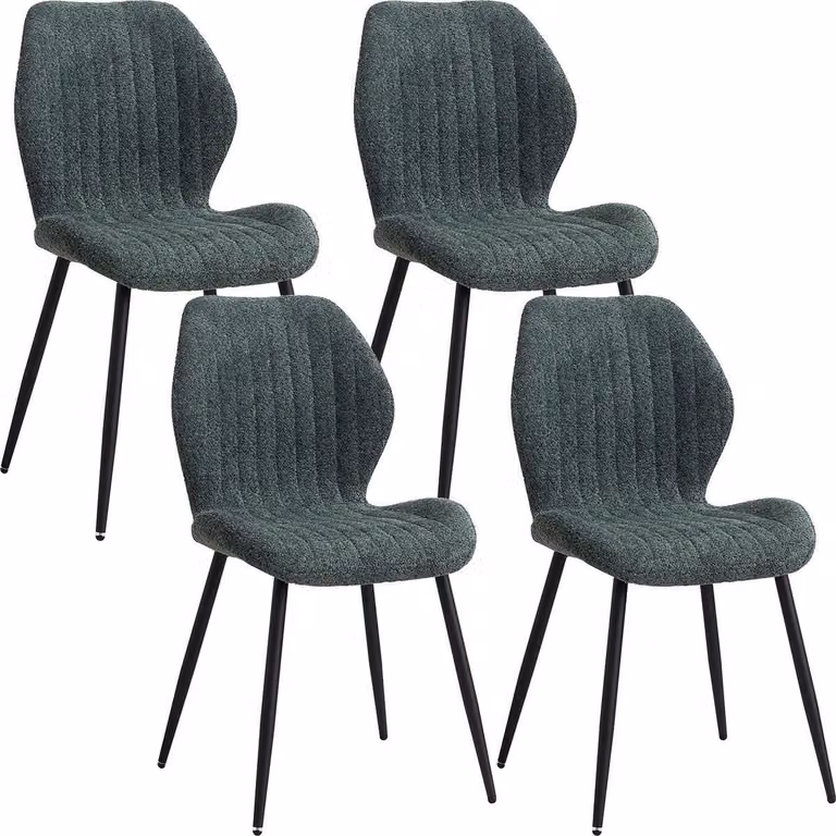 Set di 4 sedie da pranzo - Con schienale - Poltrone - Sedie per il soggiorno - Sedie a conca - Tessuto di lino confortevole