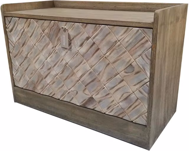 Sgabello scarpiera in legno marrone 80x38x53h